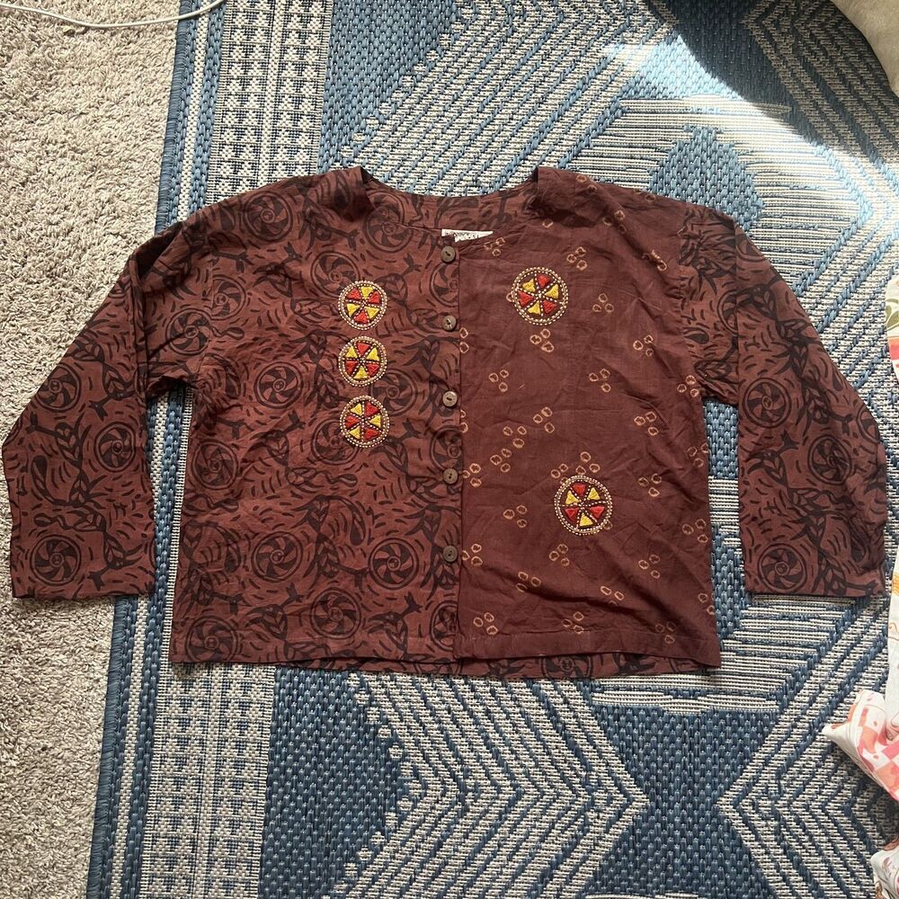 MarketPlace: Handwork of India boho granola patchwork blockprint boxy fit crop